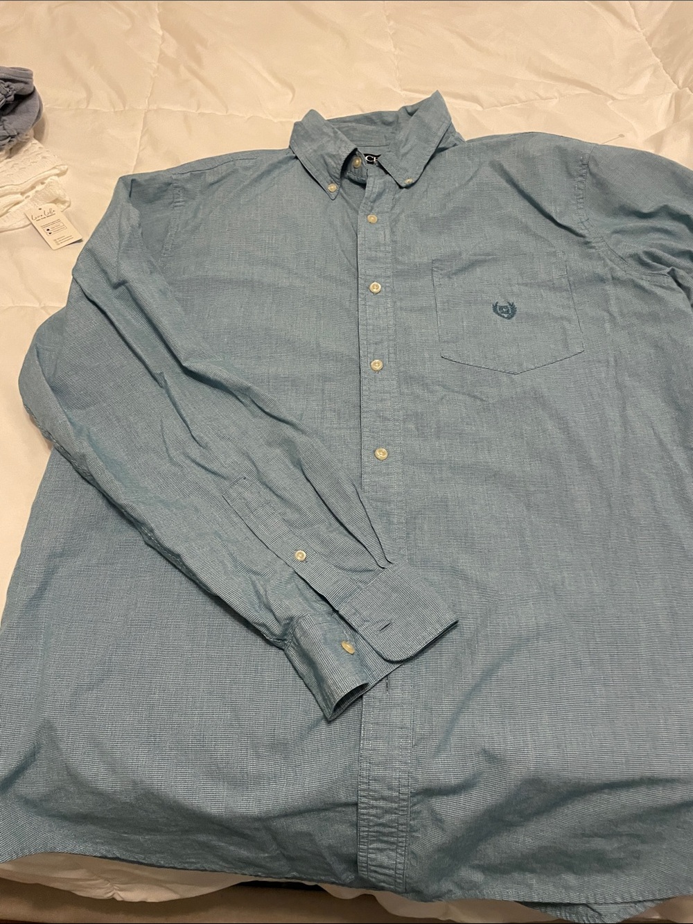 Chaps Blue Button-Down Long Sleeve Shirt